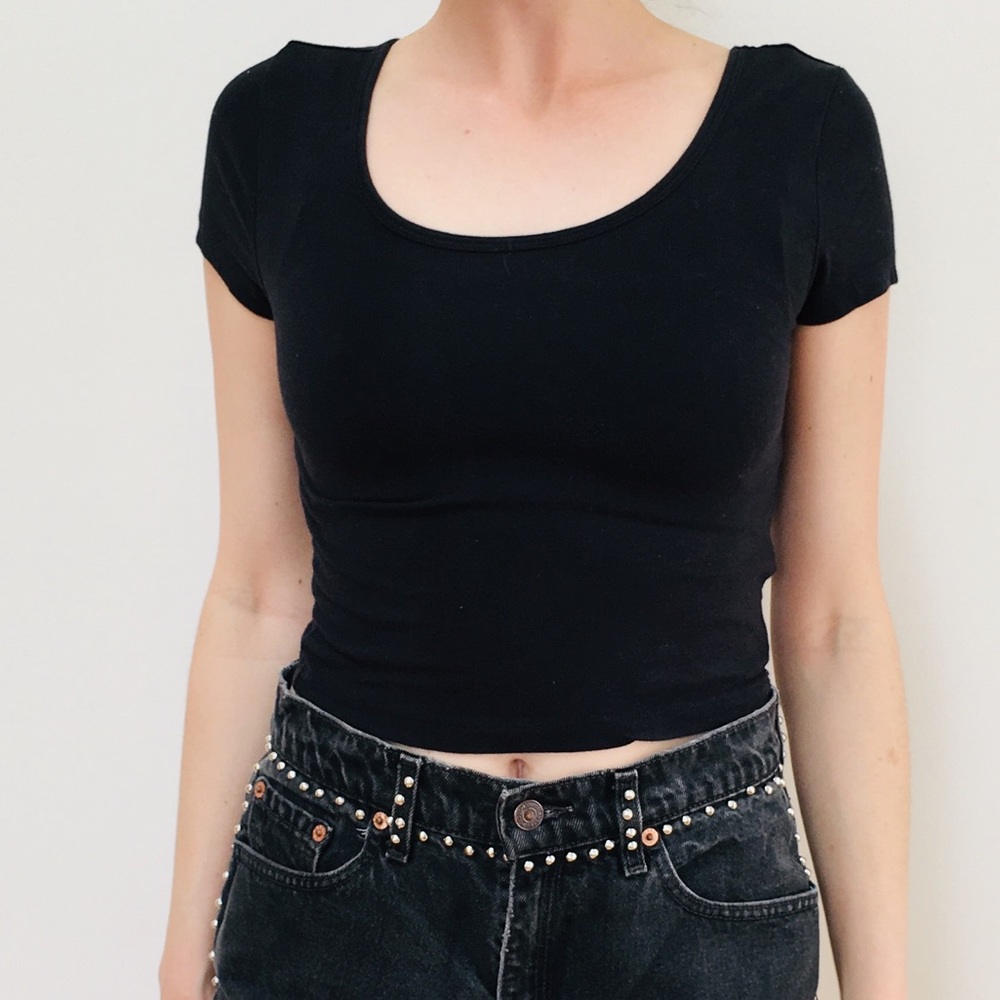 Bundle of (2) short sleeve basic crop tops